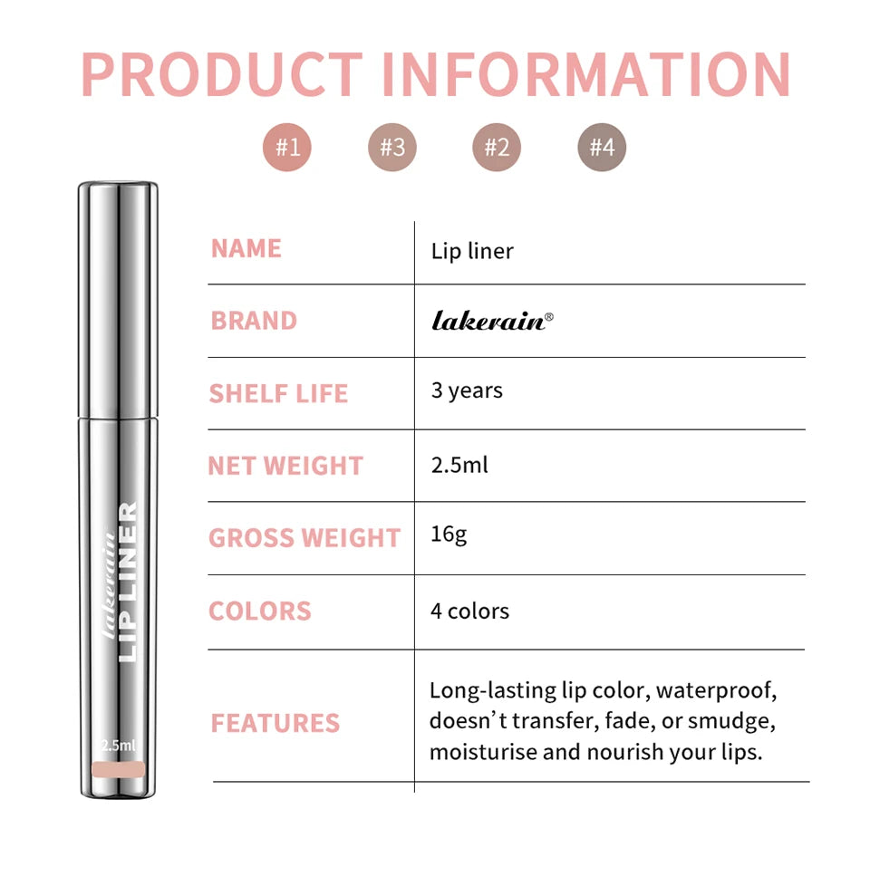 Vitamin E Waterproof Liquid Lip Liner – Long-Lasting with Hyaluronic Acid