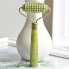 Xiuyan Jade Facial Massage Roller – Wooden Handle Barbed Stick