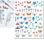 3D Butterfly & Flower Nail Art Stickers – Blue & Purple Decals for Manicure