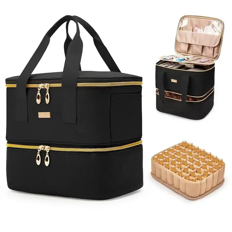 Double Layer Nail Polish Organizer Bag – Large Portable Carrying Case