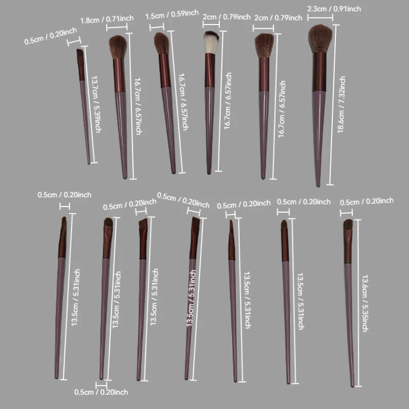 13-Piece Ultra Soft Makeup Brush Set – Face & Eye Tools