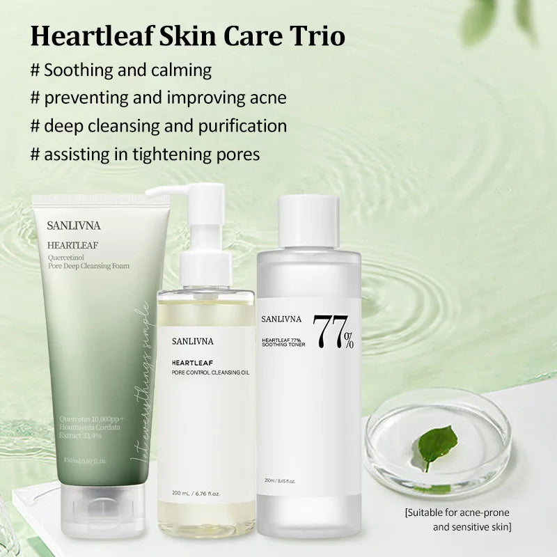 Sanlivna Heartleaf 3-Piece Skincare Set – Soothing Cleanser & Pore Care