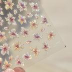 Cherry Blossom Gradient Nail Art Stickers – Laser Pink Flower Adhesive Decals