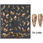 Holographic Purple & Blue Nail Art Stickers – Gold Ink Decals for DIY Manicure