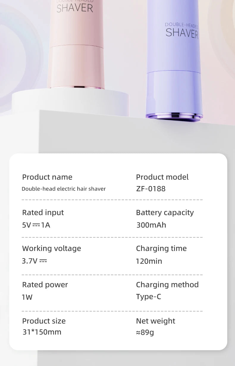 Double-Head Electric Epilator – Rechargeable Painless Hair Remover for Women