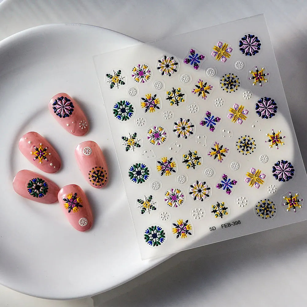 5D Bohemian Nail Stickers – Hand-Painted Ethnic Baroque Decals