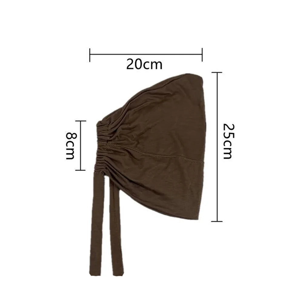 Modal Muslim Turban Hat Inner Hijab Cap with Rope – Islamic Underscarf Bonnet Headwrap Turbante Mujer