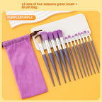 13PurpleFlower Holly Leaf Makeup Brush Set – Soft Hair Full Face Set with Powder, Highlight, Blush & Eyeshadow Brushes