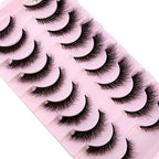 Cat Eye Wispy Mink Lashes – 10 Pairs, Natural Fluffy Long & Short False Eyelashes