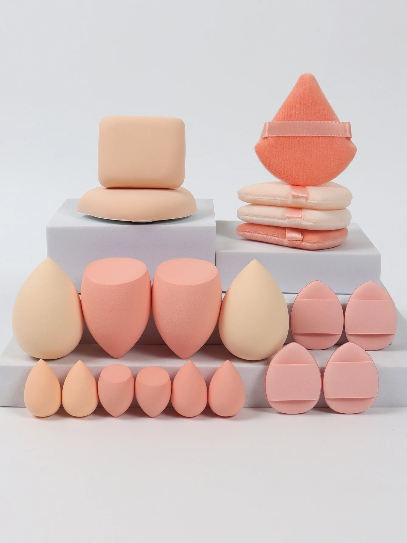 20 Pcs Pink Makeup Sponge & Puff Set for Face Cream, Powder, and Concealer – Soft Blending Applicator Tool