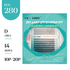 DIY Lash Extension Kit – 280 Clusters with Bond, Seal, Remover & Tweezers (40/50 Pack)