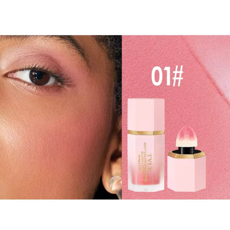 3-Color Matte Waterproof Powder Blusher with Sponge Brush