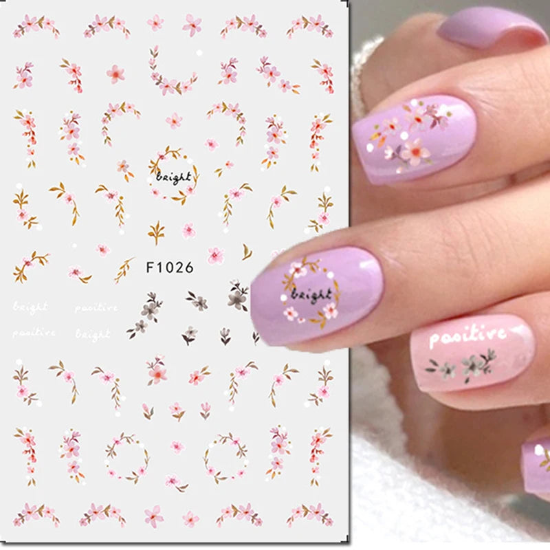 3D Floral & Butterfly Nail Art Stickers Decals