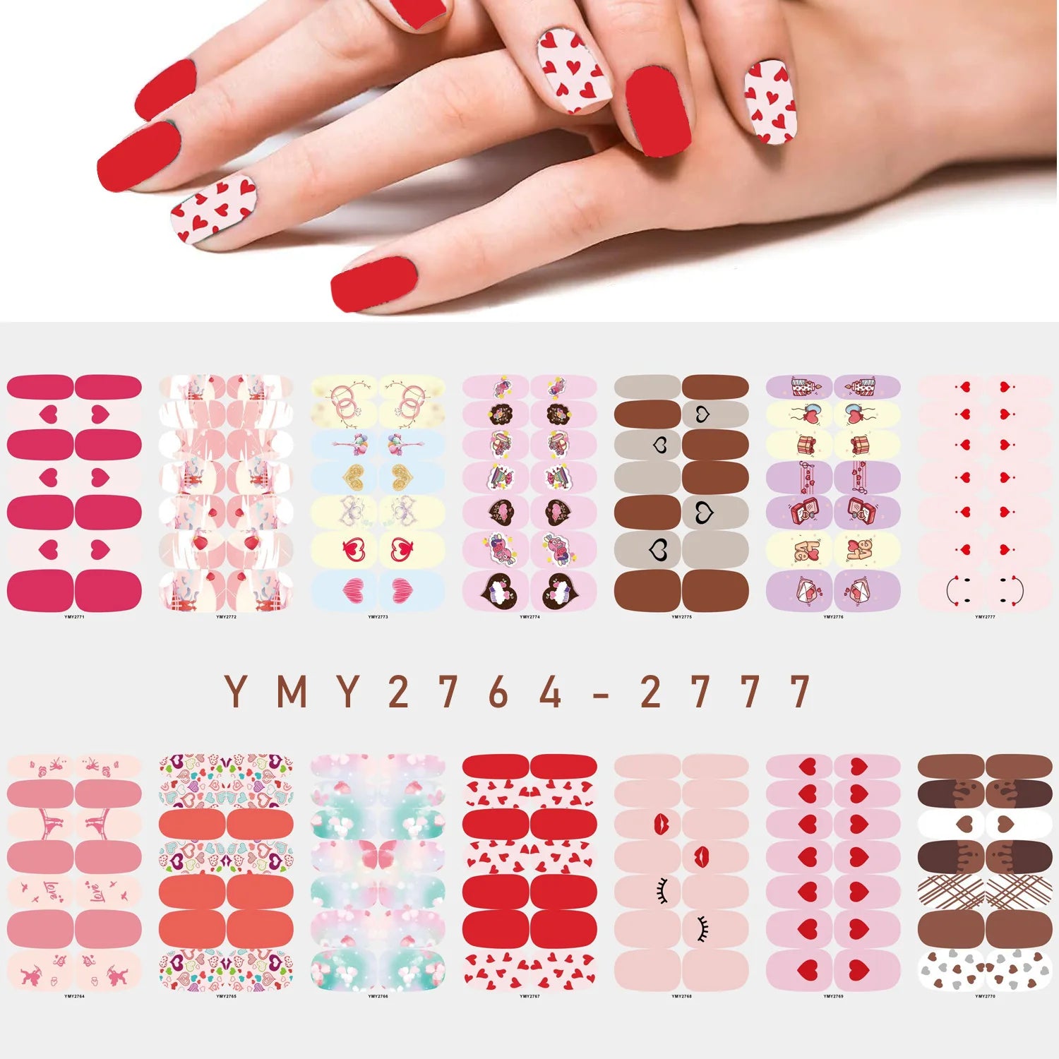 Pink Self-Adhesive Nail Sticker Strips – Foil Nail Art Set
