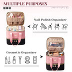Double Layer Nail Polish Organizer Bag – Large Portable Carrying Case