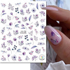3D Butterfly & Flower Nail Art Stickers – Blue & Purple Decals for Manicure