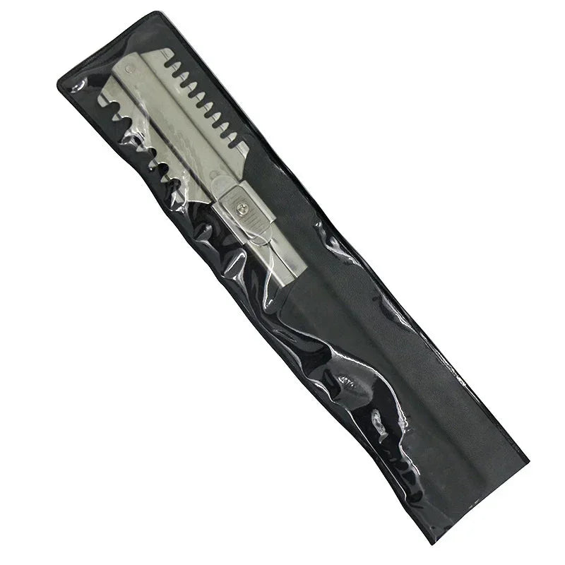 Professional Straight Razor with Rubber Handle – Removable Stainless Steel Blade