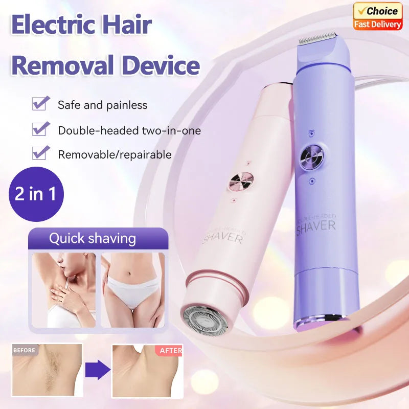 Double-Head Electric Epilator – Rechargeable Painless Hair Remover for Women