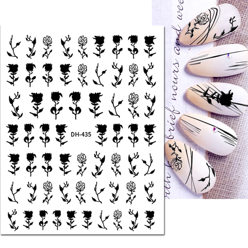 3D Y2K Hibiscus Floral Nail Stickers