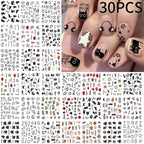 30pcs Cartoon Animal Nail Stickers – Cat & Dog Graffiti Decals