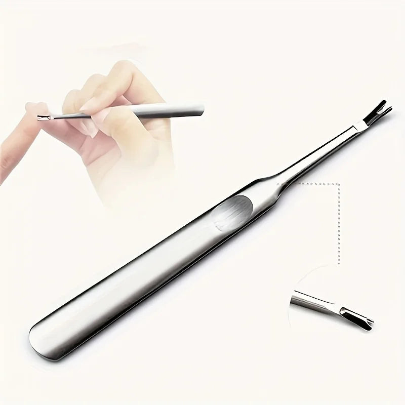 1pc Professional Stainless Steel Cuticle Pusher – Nail Cuticle Remover Fork for Manicure & Pedicure