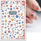 3D Butterfly & Flower Nail Art Stickers – Blue & Purple Decals for Manicure