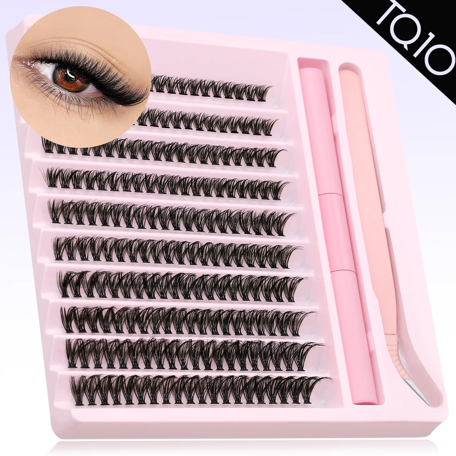 DIY Eyelash Cluster Extension Kit with Tweezers & Waterproof Lash Bond