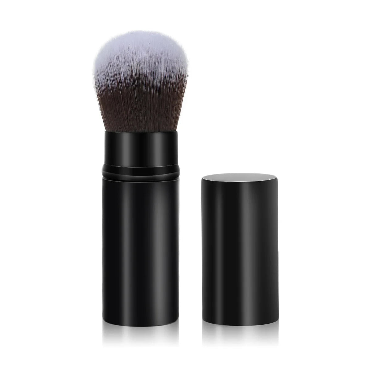 Luxury Mini Retractable Face Brush – Pink & Black, Portable Powder & Highlight Perfection