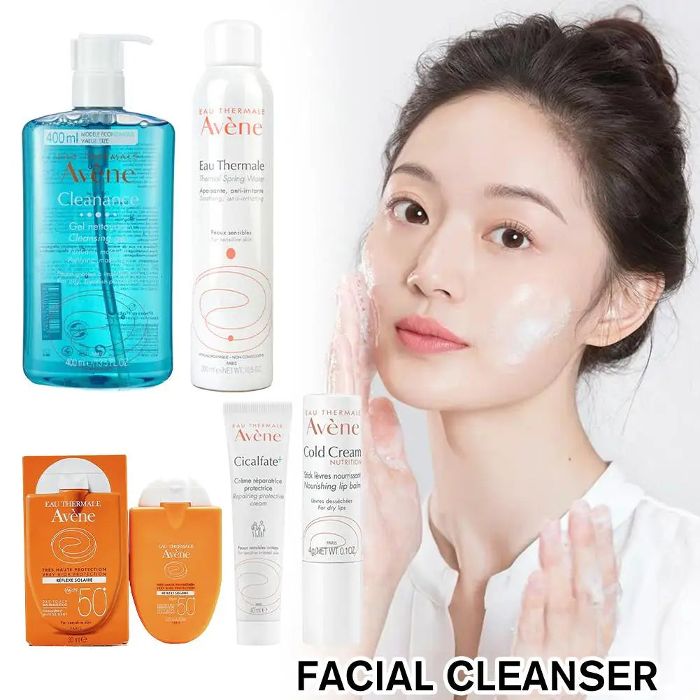 Avene Facial Cleanser & Moisturizing Gel – Deep Cleansing, Whitening, with Cold Cream & SPF 50+ Sunscreen