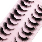 Cat Eye Wispy Mink Lashes – 10 Pairs, Natural Fluffy Long & Short False Eyelashes