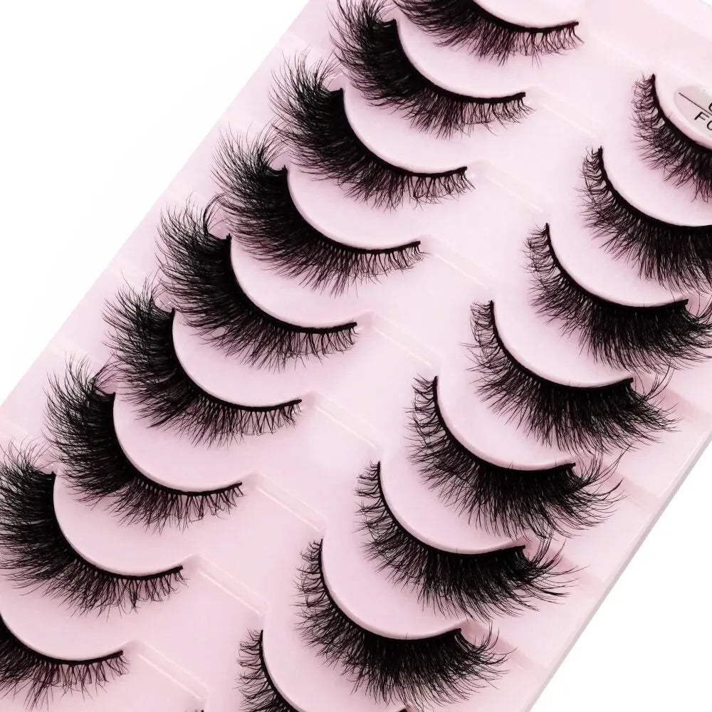 Cat Eye Wispy Mink Lashes – 10 Pairs, Natural Fluffy Long & Short False Eyelashes