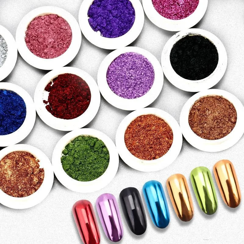 1Pc 19 Colors Nail Glitter Mirror Powder – 0.5g Chrome Dust Pigment for Nail Art & Dip Powder, JK47441