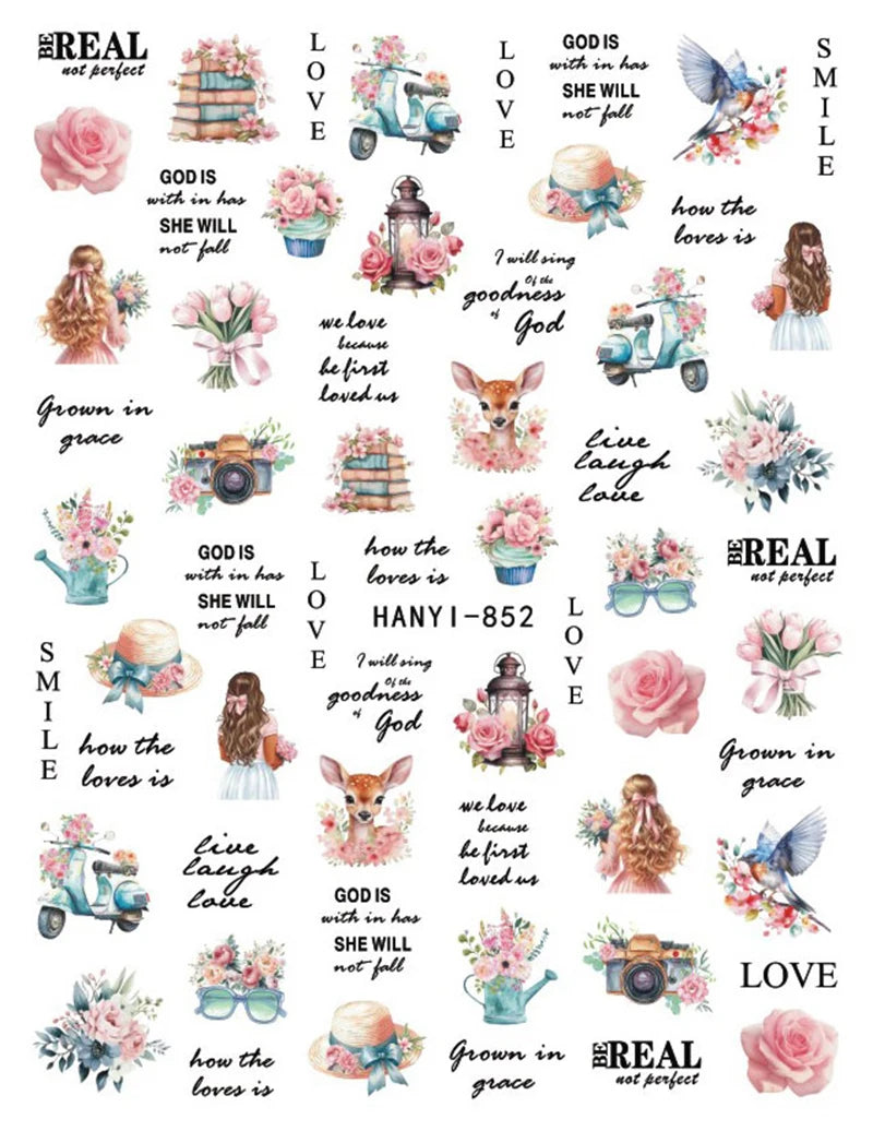 3D Floral & Butterfly Nail Art Stickers