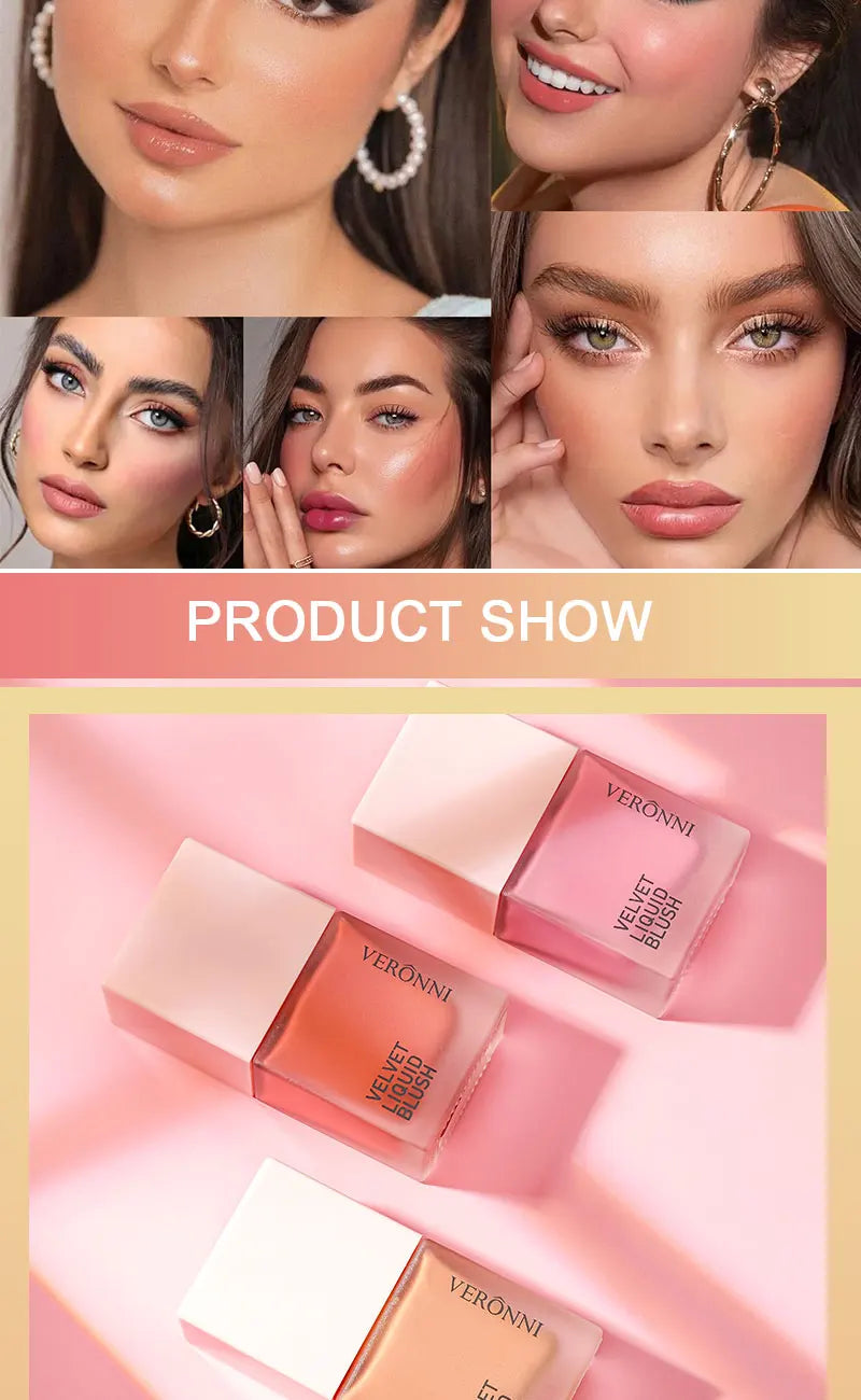 4-Color Liquid Blush – Long-Lasting, Blend able Vegan Cheek Tint