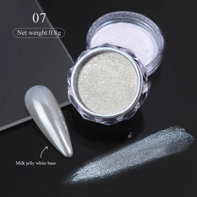 10g Gradient Pearl Nail Powder – Metallic Aurora Effect Glitter Dust for UV Gel Nail Art Decorations