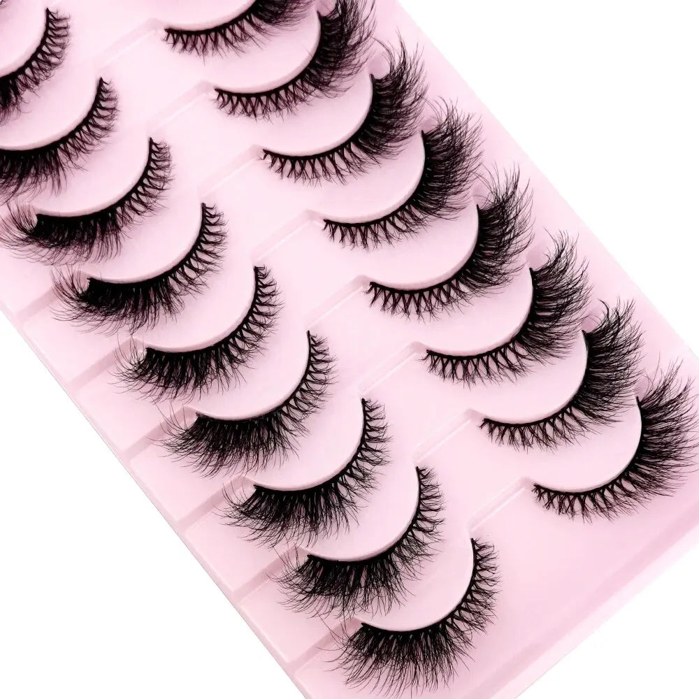 Cat Eye Wispy Mink Lashes – 10 Pairs, Natural Fluffy Long & Short False Eyelashes