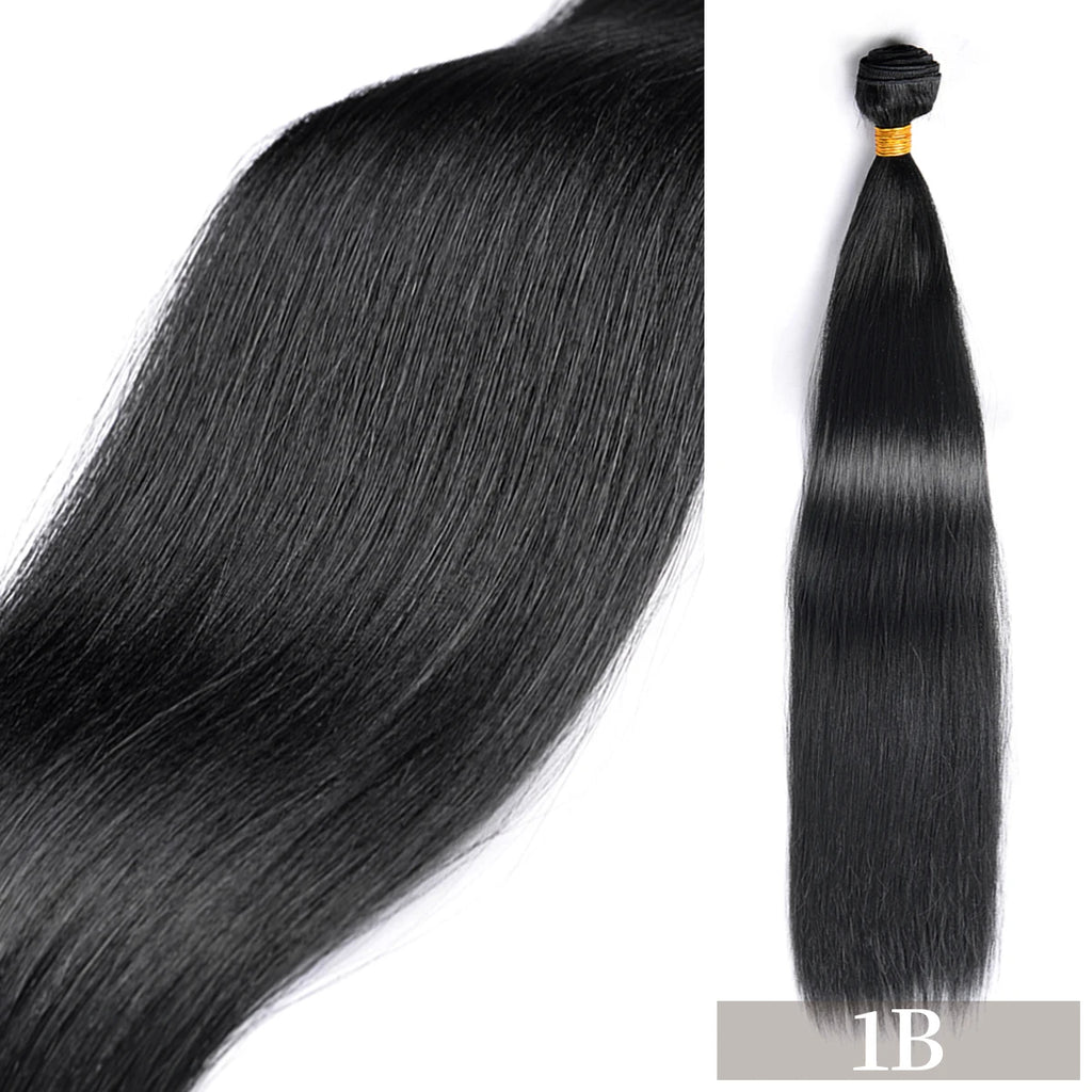 24" Straight Synthetic Hair Bundles – Ombre Blonde Extensions