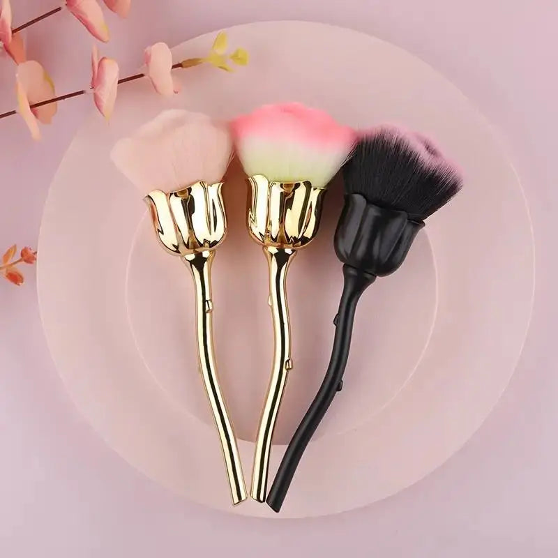 Black Rose Shaped Loose Powder Makeup Brush – Face & Nail Art Tool