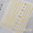 3D Gold Metal Nail Stickers – Chain & Zipper Decals for Women
