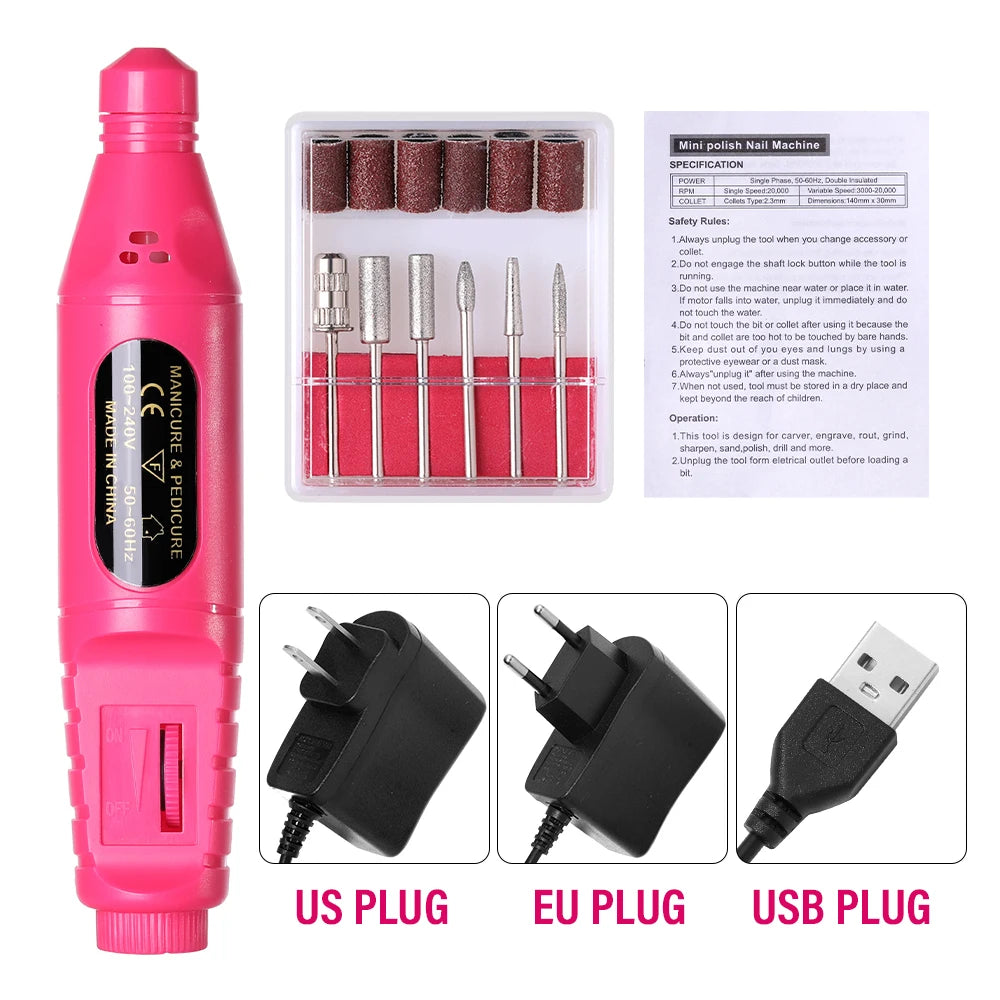 Electric Nail Drill Machine – Professional Manicure Milling Cutter & Nail Art Drill Pen for Salon Use