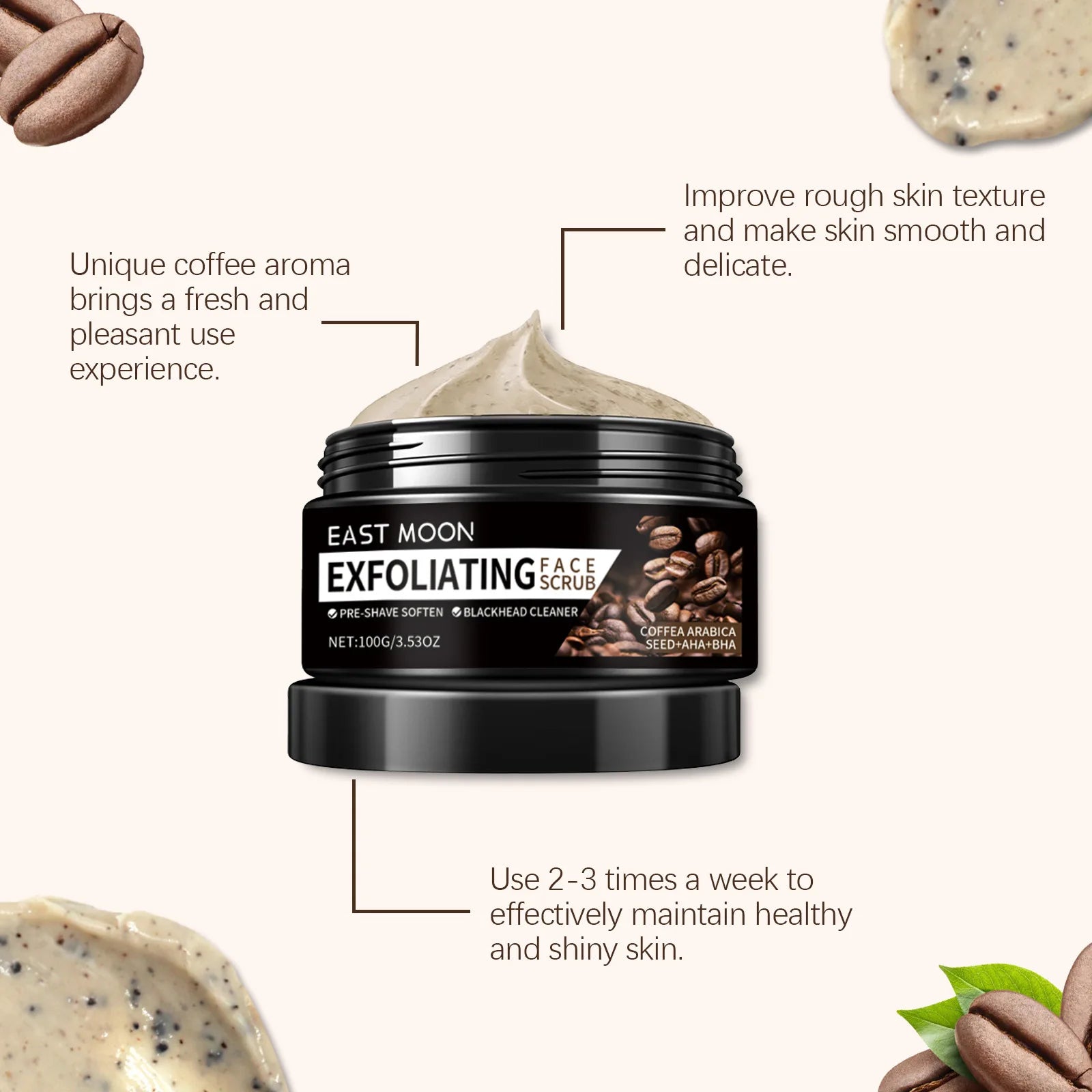 Vitamin E & Coffee Facial Scrub – Deep Cleansing, Brightening & Moisturizing Exfoliating Cream for Oil Control & Skin Repair