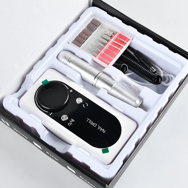 45,000 RPM Rechargeable Electric Nail Drill Machine – Portable Nail File Kit with Nail Mill Cutter Sets & Drill Bits