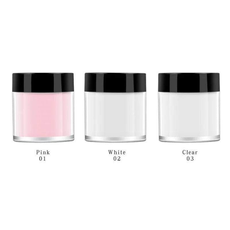 10g White Pink Clear Acrylic Powder – Professional Polymer for Carving, 3D Art, Dip & French Nail Extensions