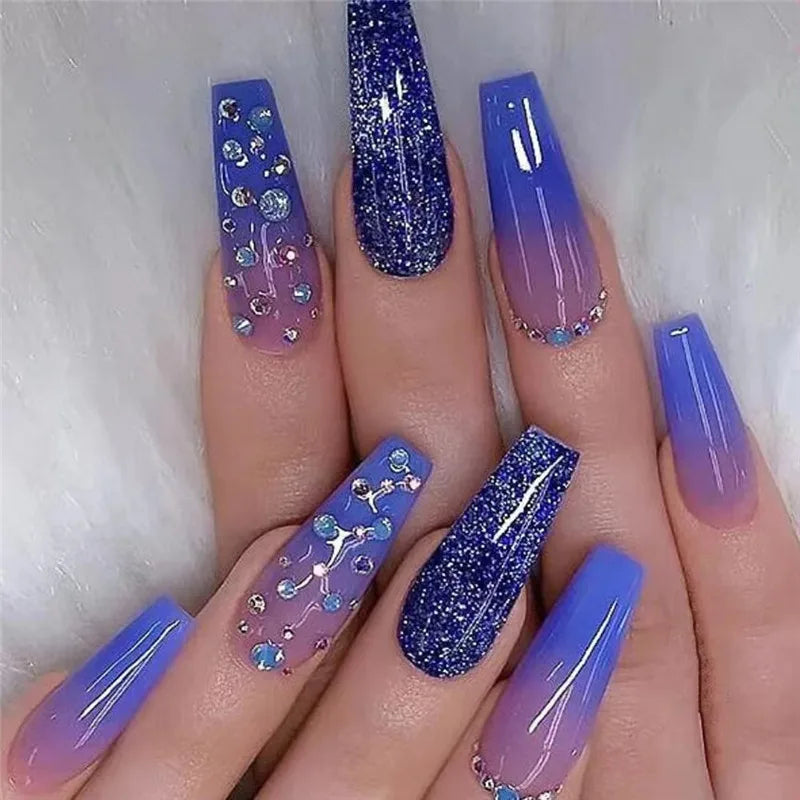 24Pc Leopard Chain Ballerina Press-On False Nails – Full Cover Reusable Tips