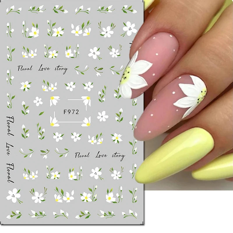 3D Floral & Butterfly Nail Art Stickers Decals
