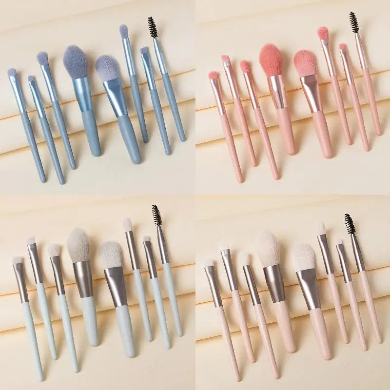 8-Piece Makeup Brush Set – Portable Foundation, Blush & Concealer Beauty Tools