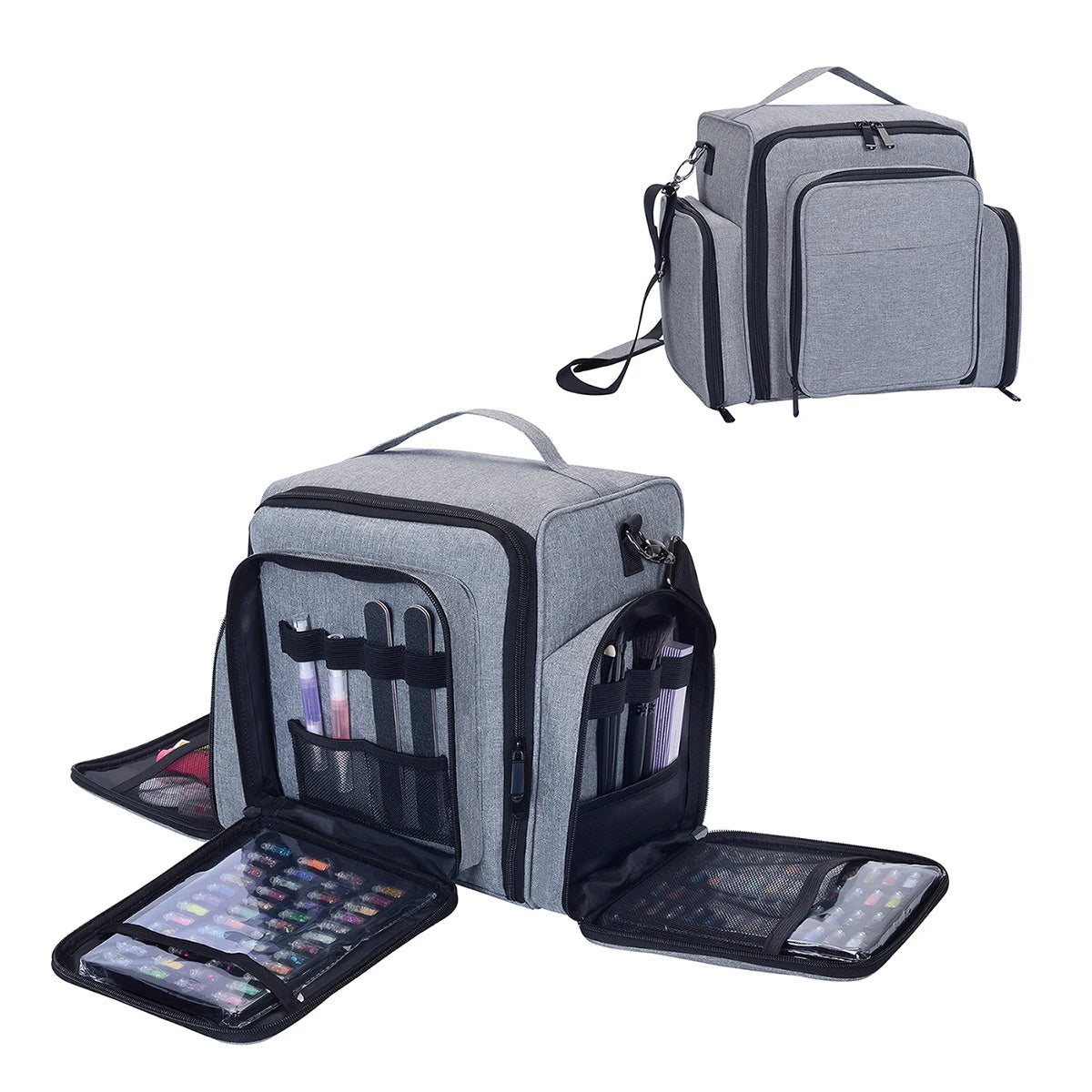 Large Capacity Nail Polish Organizer Case – Holds 60 Bottles & Manicure Lamp