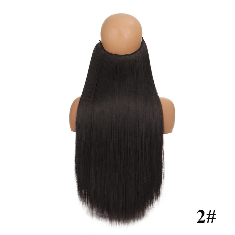 Fish Line Hair Extensions – Straight & Curly, 40/50/60cm, Daily Wear