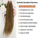 24" Handmade Synthetic Dreadlock Extensions – 10 Roots/Pack