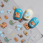 Kawaii Capybara & Spotted Puppy Nail Art Stickers – DIY Manicure Decals